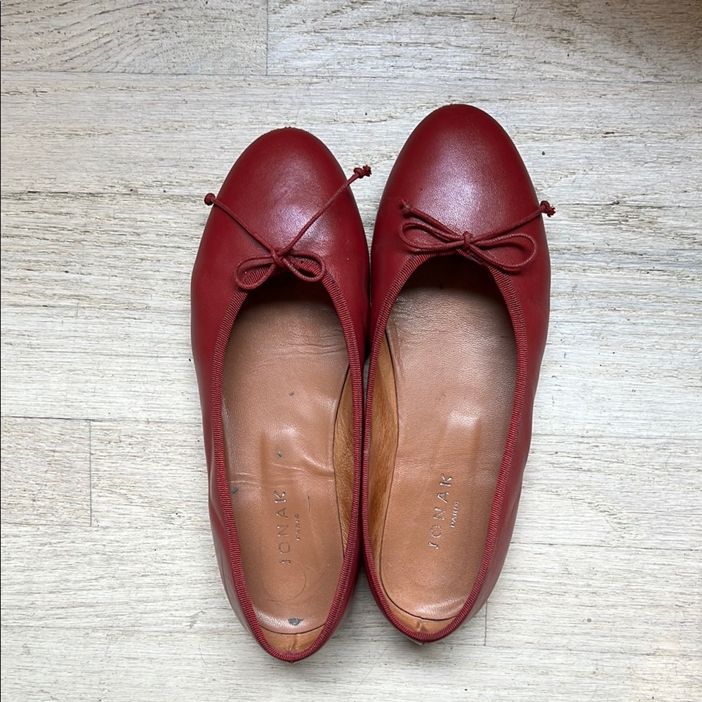 Jonak Paris Red Leather Ballet Flats